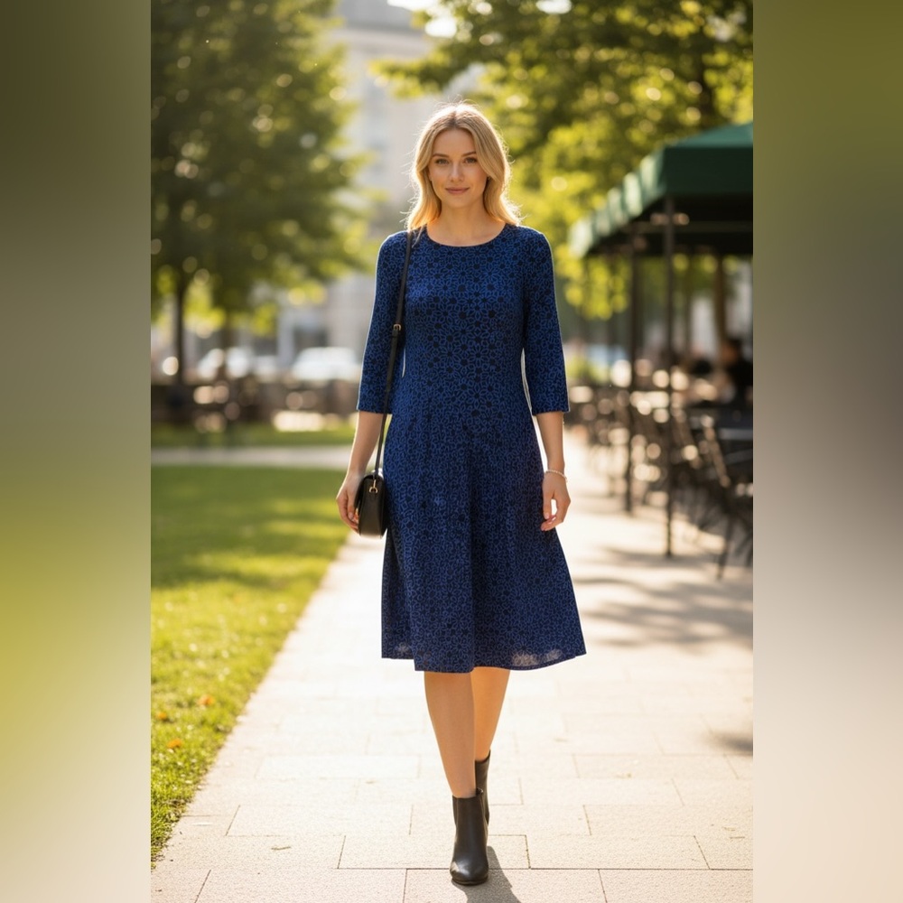 Peach Love California Navy Midi Dress